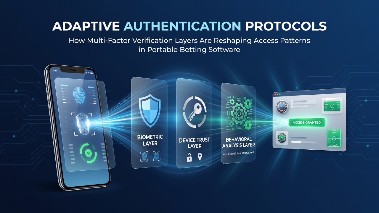 Mobile betting app interface showing adaptive authentication layers with multi-factor prompts on a smartphone screen