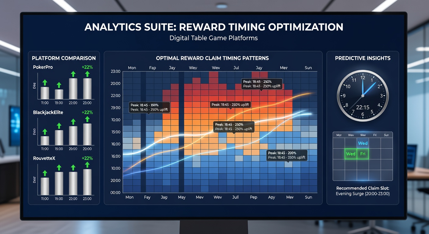 Dashboard showing timing analytics for digital table game reward claims