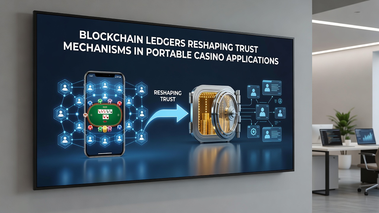 Diagram depicting secure ledger verification steps within smartphone-based casino gameplay
