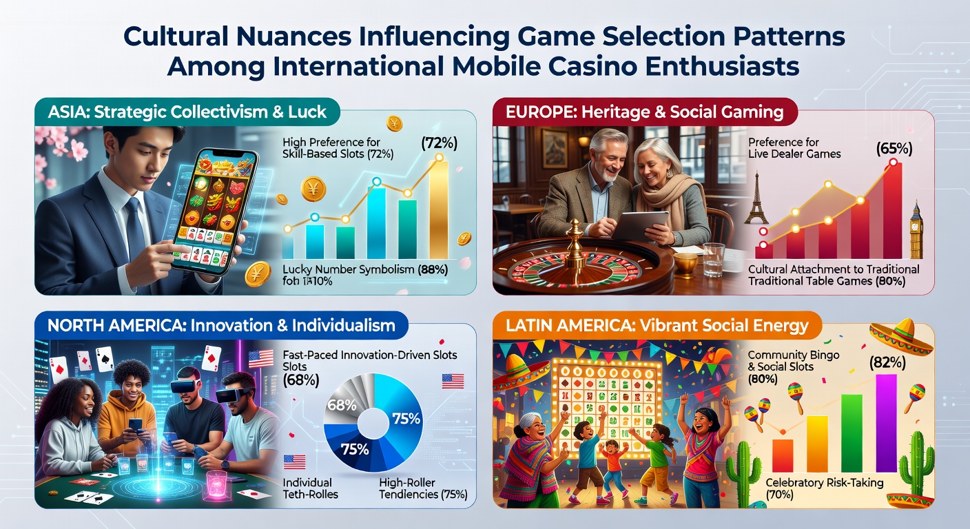 Diverse international players exploring mobile casino interfaces with culturally inspired game themes and interfaces