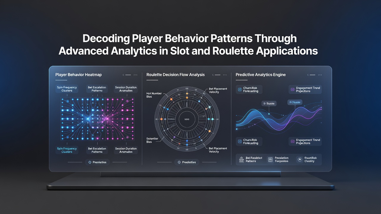 Analytics dashboard displaying player session data from slot and roulette applications