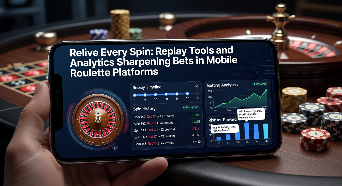 Close-up of a mobile roulette app displaying a replay of recent spins with overlaid analytics charts showing bet patterns and outcomes