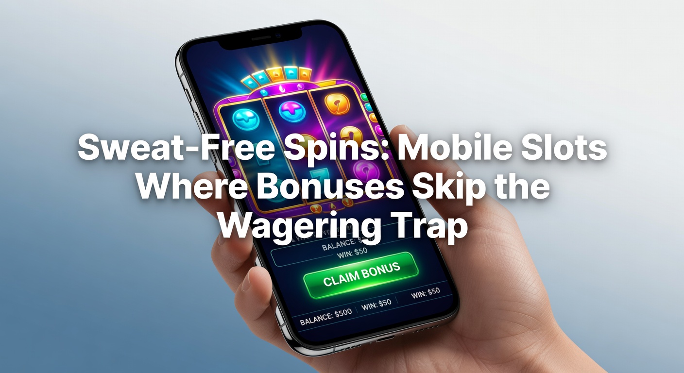 Vibrant mobile slot screen displaying a cascade of free spins with a no-wagering badge and instant cashout icons glowing brightly