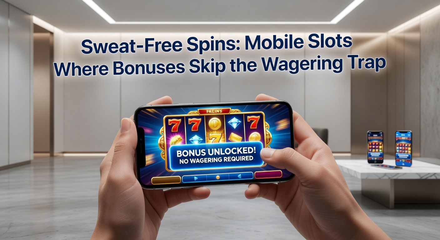 Close-up of a smartphone app interface showing no-wagering free spins activation, with payout button highlighted and confetti effects celebrating a win