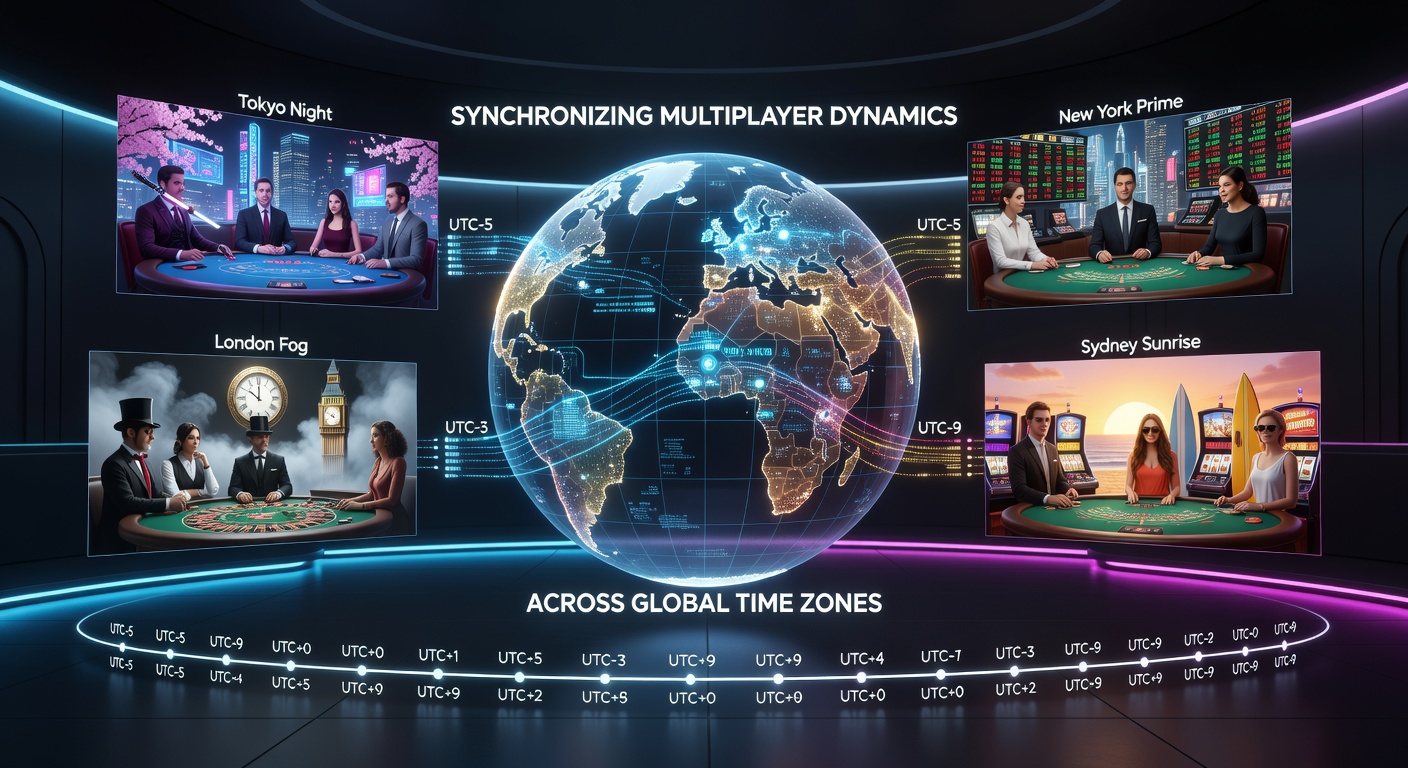 Server network diagram illustrating time zone synchronization across distributed casino data centers worldwide